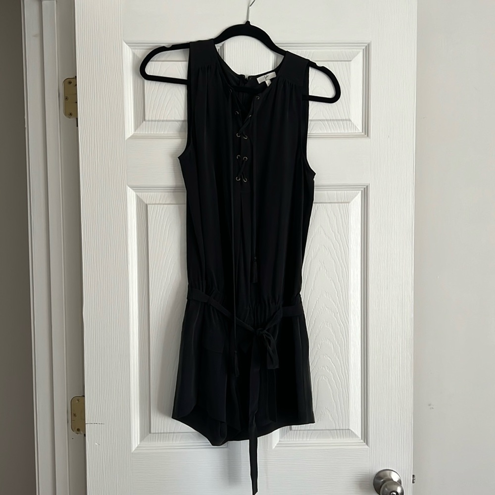 Joie black silk romper